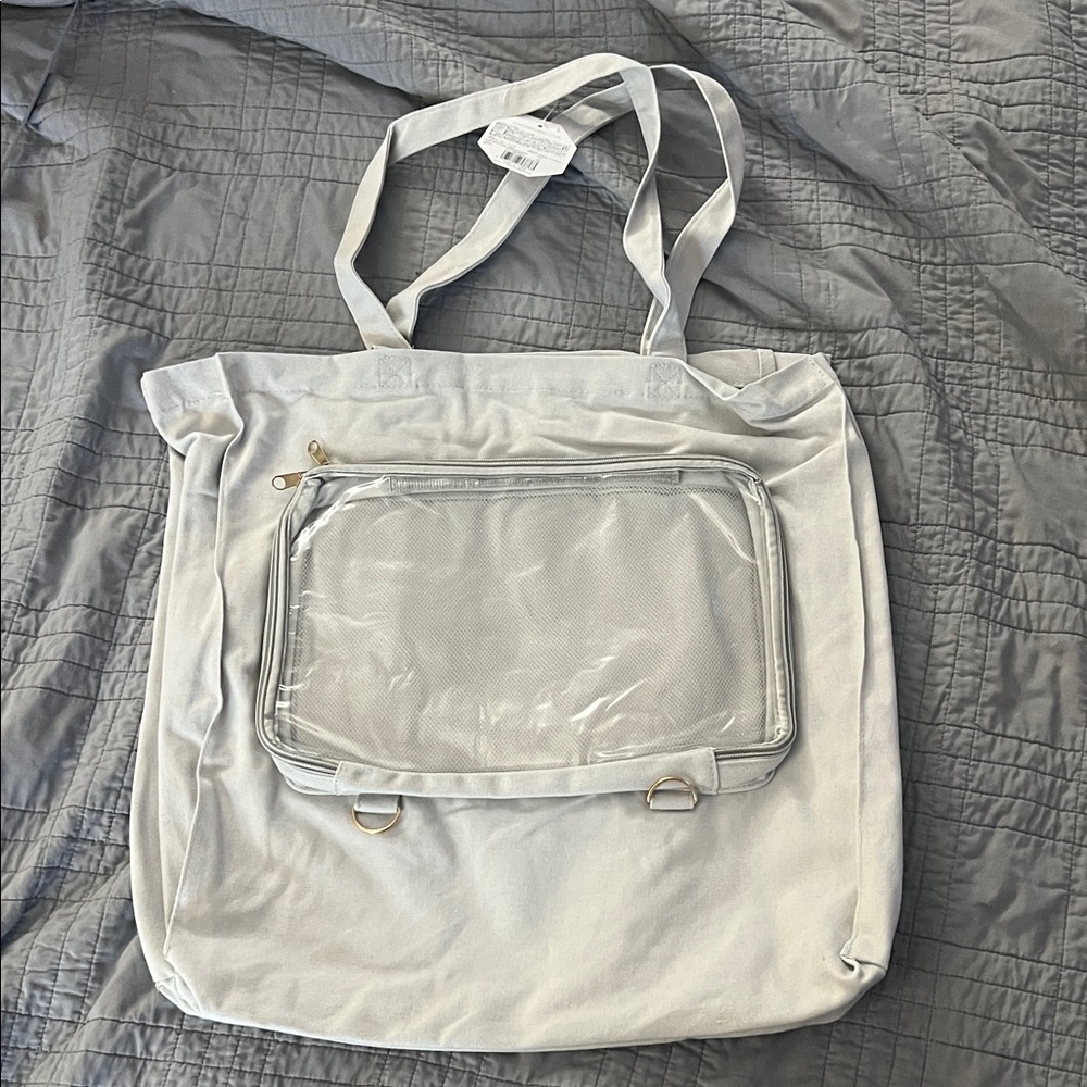 Large Canvas Light Gray Tote Bag